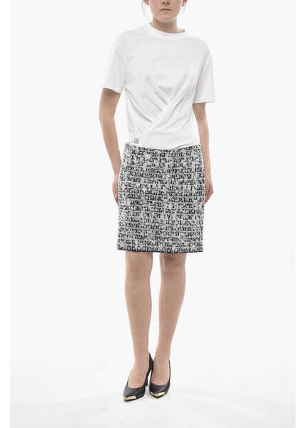 Fuste scurte Givenchy Tweed Mini Skirt With Back Zip Black & White Femei (BM 19752158) 4