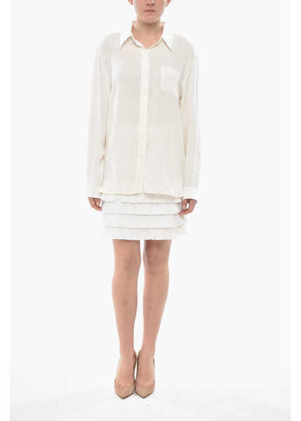 Camasi casual Givenchy Silk Shirt With Monogram Jacquard Motif White Femei (BM 19752161) 4