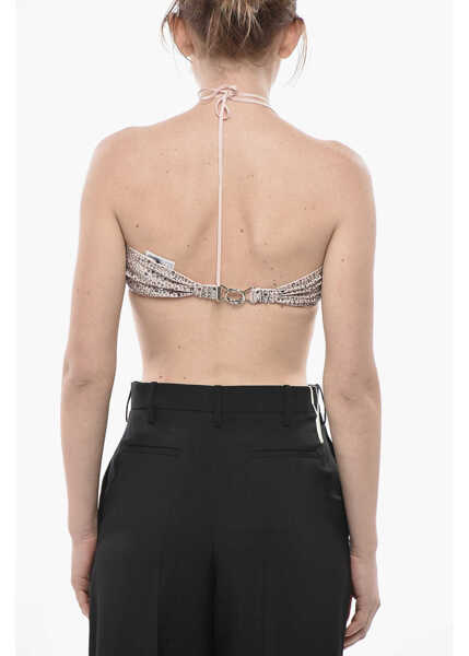 Sutiene DSQUARED2 Bandeau Bikini Top With All-Over Crystals Pink Femei (BM 19752170) 2