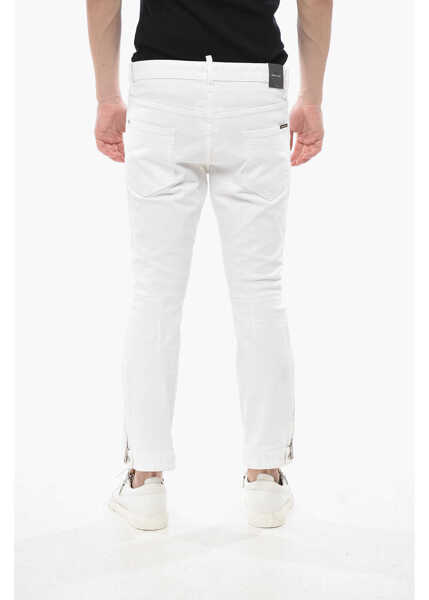 Blugi drepti DSQUARED2 Light-Wash Biker Sky Jeans With 19Cm Ankle Zip White Barbati (BM 19752173) 2