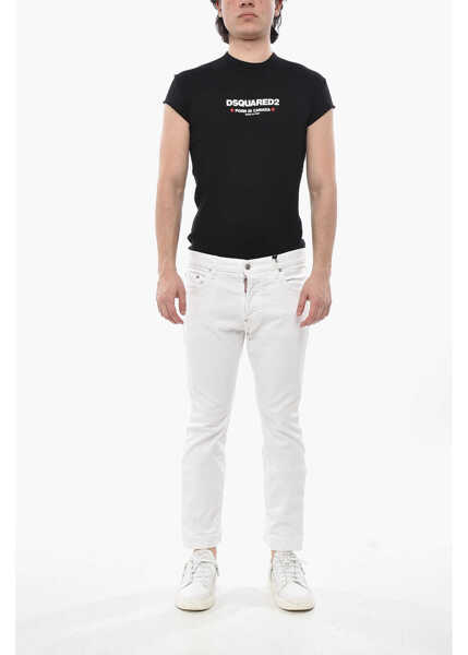 Blugi drepti DSQUARED2 Light-Wash Biker Sky Jeans With 19Cm Ankle Zip White Barbati (BM 19752173) 4