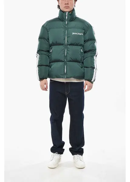Geci de iarna Palm Angels Nylon Puffer Jacket With Contrast Side Stripes Green Barbati (BM 19752242) 4