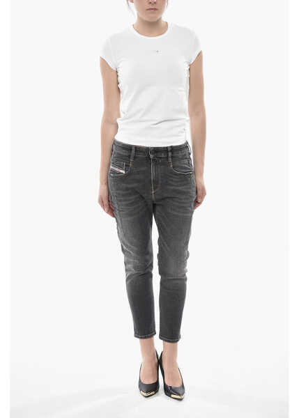 Tricouri Diesel Crewneck T-Shirt T-Angie-Out In Solid Color With Silver Deta White Femei (BM 19752245) 4