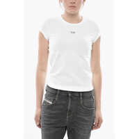 Tricouri Crewneck T-Shirt T-Angie-Out In Solid Color With Silver Deta Femei