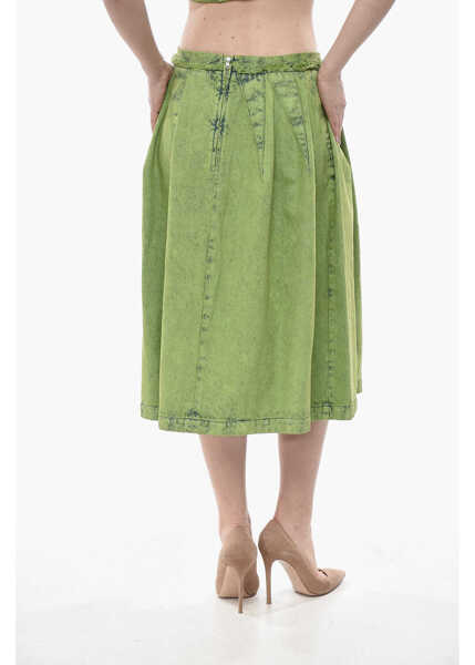 Fuste casual Marni Flared Midi Denim Skirt With Back Zip Green Femei (BM 19752248) 2