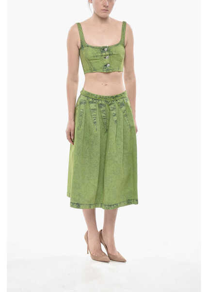 Fuste casual Marni Flared Midi Denim Skirt With Back Zip Green Femei (BM 19752248) 4