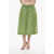 Marni Flared Midi Denim Skirt With Back Zip Green