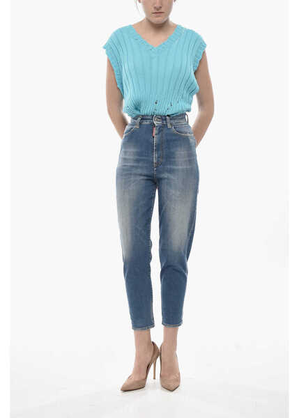 Bluze Marni Leather-Front Sleeveless Crop Top Light Blue Femei (BM 19752251) 4