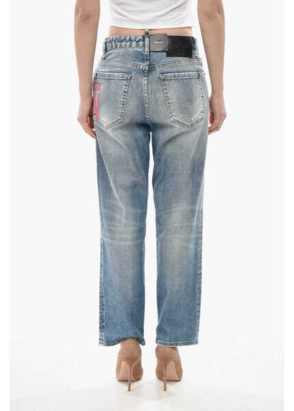 Blugi drepti DSQUARED2 Icon Stretch Denim Jeans Boston With Contrast Logo 19Cm Blue Femei (BM 19752257) 2