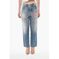Blugi drepti Icon Stretch Denim Jeans Boston With Contrast Logo 19Cm Femei