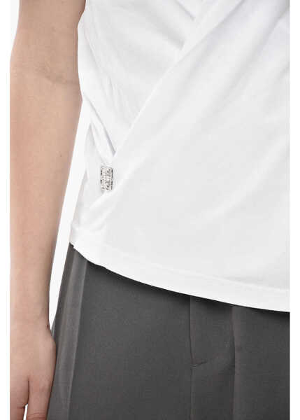 Tricouri Givenchy Cotton Crewneck T-Shirt With Draped Design White Femei (BM 19752260) 3