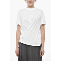 Tricouri Cotton Crewneck T-Shirt With Draped Design Femei