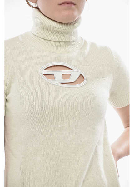 Rochii scurte Diesel Knit Turtleneck Dress M-Argaret With Cut-Out Detail White Femei (BM 19752263) 3