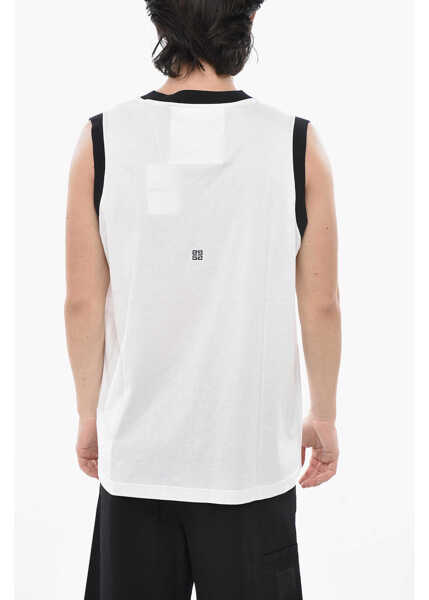 Tricouri Givenchy Cotton Tank Top With Contrast Trim And V-Neck White Barbati (BM 19752284) 2