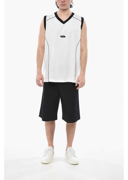 Tricouri Givenchy Cotton Tank Top With Contrast Trim And V-Neck White Barbati (BM 19752284) 4