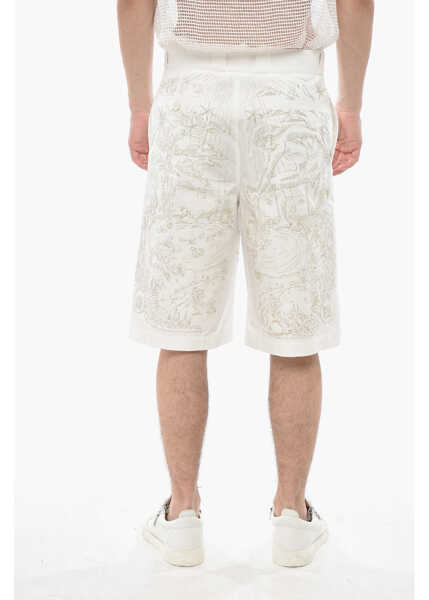 Pantaloni scurti Givenchy Cotton Shorts With All-Over Embroidery White Barbati (BM 19752287) 2