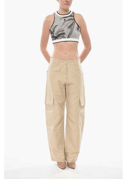 Bluze Palm Angels Knit Crop Top Blurred Palm Black & White Femei (BM 19752290) 4