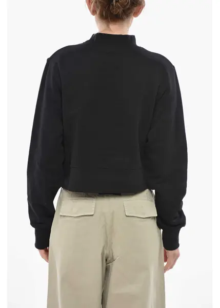 Bluze de trening Palm Angels Cropped-Fit Crewneck Sweatshirt Seasonal Logo Black Femei (BM 19752293) 2