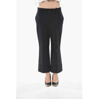 Pantaloni casual Stretch Cotton Cropped Fit Pants With Turn-Up Hem Femei