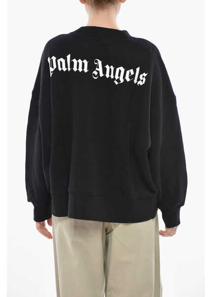 Bluze de trening Palm Angels Crewneck Sweatshirt Classic Logo In Brushed Cotton Black Femei (BM 19752305) 2