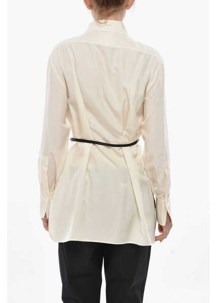 Camasi casual Givenchy Silk Shirt With Slim Belt White Femei (BM 19752311) 2