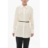 Camasi casual Silk Shirt With Slim Belt Femei