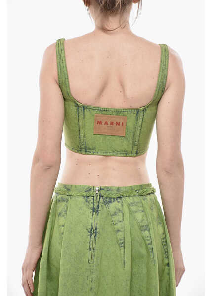 Bluze Marni Denim Bustier Crop Top With Logo Patch Green Femei (BM 19752314) 2