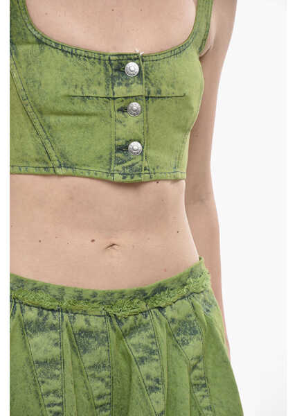 Bluze Marni Denim Bustier Crop Top With Logo Patch Green Femei (BM 19752314) 3