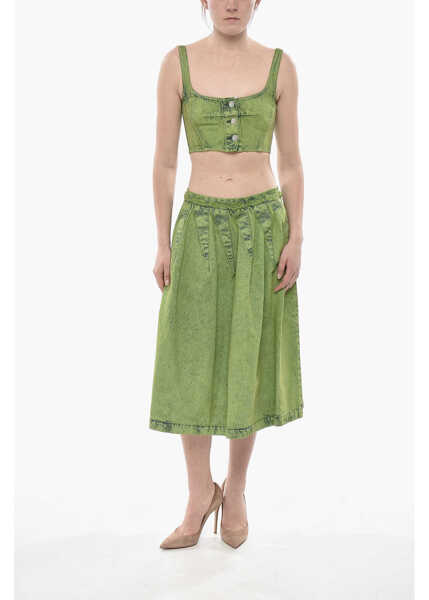 Bluze Marni Denim Bustier Crop Top With Logo Patch Green Femei (BM 19752314) 4