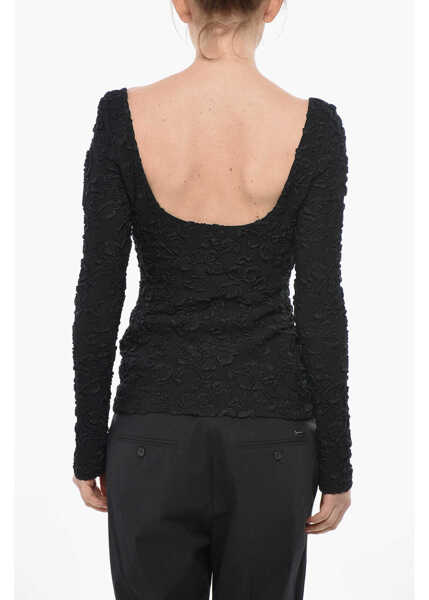 Bluze Givenchy Silk-Blend Top With Embossed Motif Black Femei (BM 19752317) 2