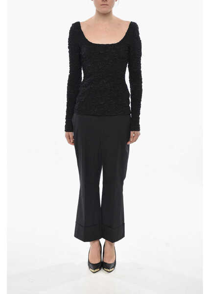 Bluze Givenchy Silk-Blend Top With Embossed Motif Black Femei (BM 19752317) 4