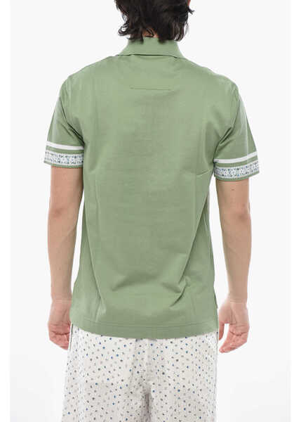 Tricouri Polo Givenchy Hopsack Cotton Polo With Floral Details Green Barbati (BM 19752320) 2