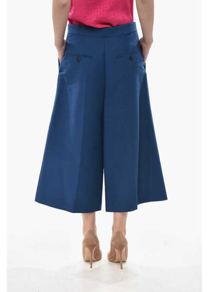 Pantaloni casual Marni Cotton Gaucho Trousers With Welt Pockets Blue Femei (BM 19752323) 2