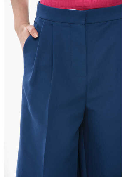 Pantaloni casual Marni Cotton Gaucho Trousers With Welt Pockets Blue Femei (BM 19752323) 3