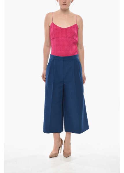 Pantaloni casual Marni Cotton Gaucho Trousers With Welt Pockets Blue Femei (BM 19752323) 4