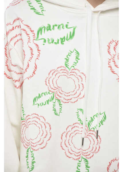 Bluze de trening Marni Brushed Cotton Hoodie Poppy Flowers White Femei (BM 19752341) 3
