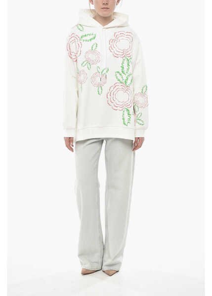 Bluze de trening Marni Brushed Cotton Hoodie Poppy Flowers White Femei (BM 19752341) 4