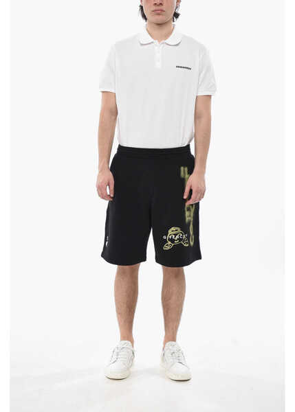 Pantaloni scurti Givenchy Brushed Cotton Shorts Graffiti With Print Black Barbati (BM 19752431) 4