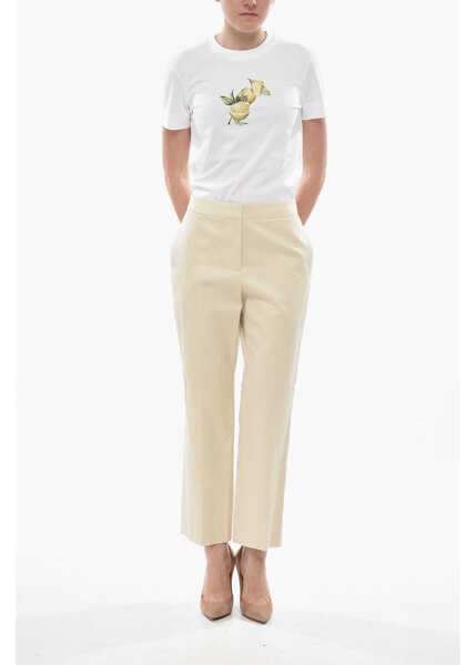 Pantaloni casual Givenchy Cotton Chino Trousers With Hidden Closure Beige Femei (BM 19752434) 4