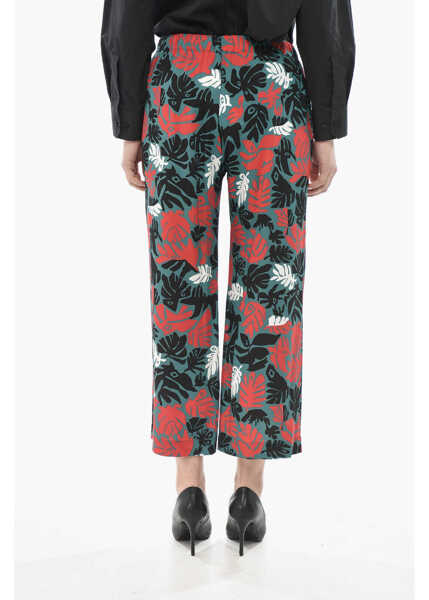 Pantaloni casual Marni Floral Viscose Cropped Fit Trousers Multicolor Femei (BM 19752437) 2