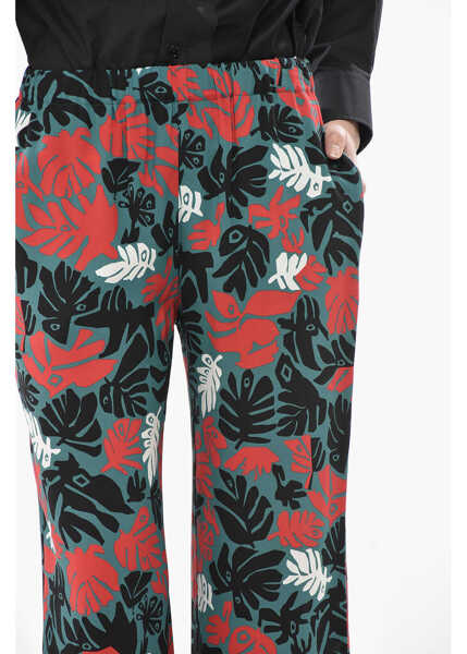 Pantaloni casual Marni Floral Viscose Cropped Fit Trousers Multicolor Femei (BM 19752437) 3