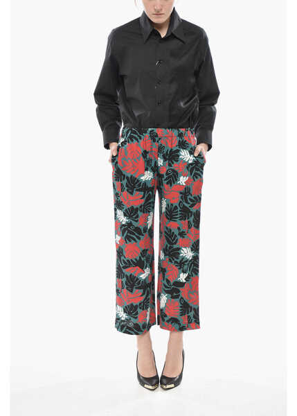Pantaloni casual Marni Floral Viscose Cropped Fit Trousers Multicolor Femei (BM 19752437) 4