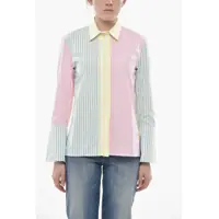 Camasi casual Balanced Striped Poplin Shirt With Flared Sleeves Femei