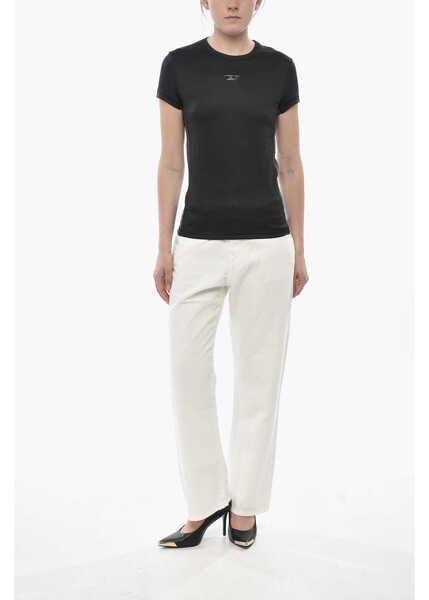 Tricouri Diesel Crewneck T-Shirt T-Ovald-Out Solid Color With Tone-On-Tone M Black Femei (BM 19752452) 4