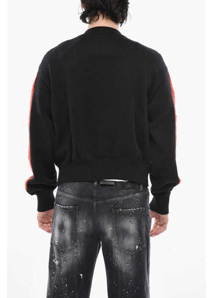 Cardigane Givenchy Cotton-Blend Cardigan Flames With Jacquard Sleeves Black Barbati (BM 19752461) 2