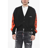 Cardigane Cotton-Blend Cardigan Flames With Jacquard Sleeves Barbati