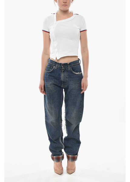 Blugi drepti Maison Margiela Mm0 Dark-Wash Jeans Pendleton With Patterned Turn-Ups 19Cm Blue Femei (BM 19752464) 4