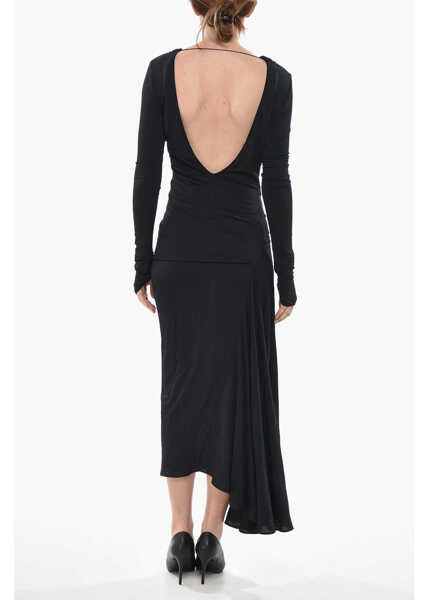 Rochii lungi Givenchy Draped-Fabric Asymmetric Dress With Open Back Black Femei (BM 19752473) 2