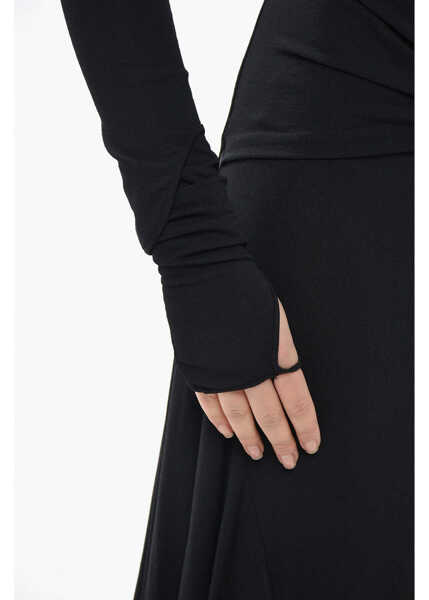 Rochii lungi Givenchy Draped-Fabric Asymmetric Dress With Open Back Black Femei (BM 19752473) 4