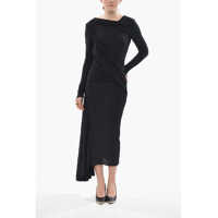 Rochii lungi Draped-Fabric Asymmetric Dress With Open Back Femei